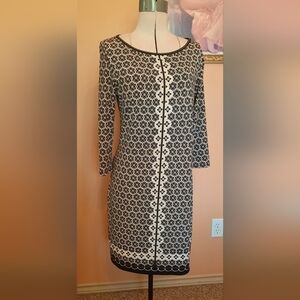 Max Studio Black and Pink Sheath Midi Dress